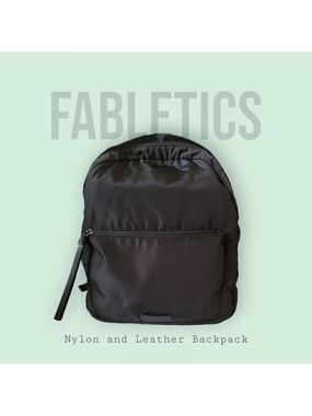 Fabletics Black Medium Size Backpack - Faux Leather Zipper Pulls, Handle, Straps